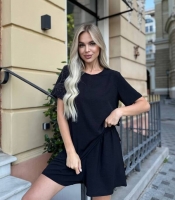 Костюм-двойка женский из креп-жатки свободного кроя летний