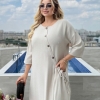 Платье женское льняное бохо с асимметричной застёжкой и декоративными пуговицами свободного кроя летнее  k-122134