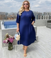 Платье женское льняное бохо с асимметричной застёжкой и декоративными пуговицами свободного кроя летнее