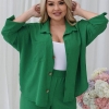 Женский костюм из софт жатки с рубашкой оверсайз и брюками палаццо Plus Size летний  k-122483
