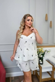 Женская пижама из американского крепа с принтом и топом на бретелях Plus Size летняя