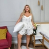 Женская пижама из американского крепа с принтом и топом на бретелях Plus Size летняя  k-122488