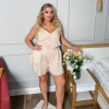 Женская пижама коттоновая в клетку топ на бретелях и свободные шорты Plus Size летняя  k-122493