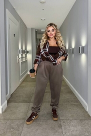 Женские джоггеры вельветовые свободного кроя на резинке Plus Size летние