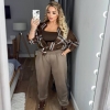 Женские джоггеры вельветовые свободного кроя на резинке Plus Size летние  k-122495