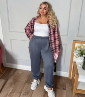Женские джоггеры вельветовые свободного кроя на резинке Plus Size летние