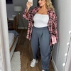 Женские джоггеры вельветовые свободного кроя на резинке Plus Size летние  k-122496