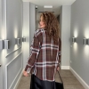 Женская рубашка фланелевая oversize в клетку с удлинённой спинкой летняя больших размеров  k-122498