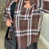 Женская рубашка фланелевая oversize в клетку с удлинённой спинкой летняя больших размеров  k-122498