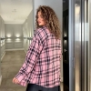 Женская рубашка фланелевая oversize в клетку с удлинённой спинкой летняя больших размеров  k-122500