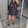 Платье-рубашка женское фланель трикотаж в клетку с поясом осеннее  k-122692