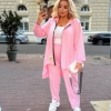 Костюм-двойка женский двунитка с вискозой с курткой на молнии и брюками свободного кроя осенний  k-122713