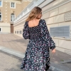 Платье женское миди евро софт с цветочным принтом с открытыми плечами и воланом по подолу осеннее  k-122735
