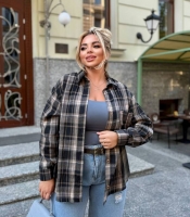 Рубашка женская из байки в клетку на пуговицах осенняя