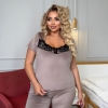 Домашний костюм женский бархатный однотонный футболка и брюки осенний  k-122806