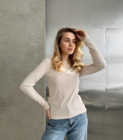 Лонгслив женский базовый из турецкого рубчика с длинным рукавом осенний