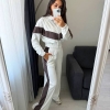 Спортивный костюм женский велюровый двойка с укороченной кофтой на молнии и брюками с высокой посадкой осенний  k-122872
