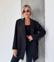 Пиджак женский оверсайз из костюмной ткани с подкладкой удлинённый осенний