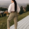 Джинсы женские baggy хлопковые свободного кроя оливковые с высокой посадкой демисезонные  k-122954