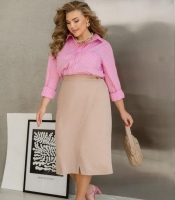 Юбка женская миди из костюмной ткани с пуговицами и эластичной вставкой на талии осенняя