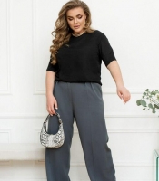 Брюки женские палаццо из костюмной ткани с высокой посадкой и боковыми карманами осенние