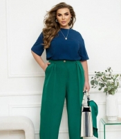 Брюки женские палаццо из костюмной ткани с высокой посадкой и защипами спереди осенние