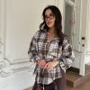 Комплект-двойка женский: платье на бретелях из хлопкового кулира и клетчатая фланелевая рубашка на кулиске осенний  k-123178