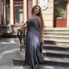 Платье-комбинация макси женское из королевского атласа на регулируемых бретелях осеннее  k-123186