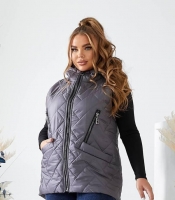 Жилетка женская стеганая удлиненная с капюшоном из плащевки Лаке на синтепоне осенняя