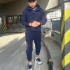 Костюм-двойка мужской спортивный из джерси винтер с капюшоном и брюками на резинке в оттенке джинс осенний  k-123224