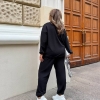 Костюм-двойка женский осенний из двунитки с худи на молнии и брюками прямого кроя  k-123242