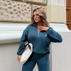Костюм-двойка женский осенний из двунитки с худи на кулиске и прямыми брюками  k-123244