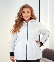 Куртка женская белая плащевка утепленная синтепоном с капюшоном и карманами осенняя