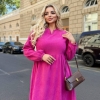 Платье женское из микровельвета с поясом длинным рукавом до колена осеннее  k-123427
