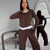 Костюм-двойка женский из двунитки с лонгсливом и брюками осенний  k-123441