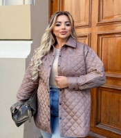 Куртка-сорочка женская стеганая удлинённая из ткани Эмми на синтепоне осенняя