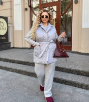 Костюм-тройка женский из ангоры со свитшотом брюками и утеплённым жилетом осенний