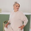 Женский костюм-двойка светлый из двунитки свободного кроя с туникой и брюками осенний  k-123626