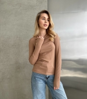 Лонгслив женский базовый трикотажный рубчик с длинным рукавом осенний