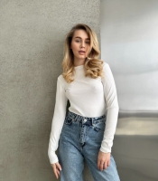 Лонгслив женский базовый трикотажный рубчик с длинным рукавом осенний