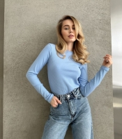 Лонгслив женский базовый трикотажный рубчик с длинным рукавом осенний