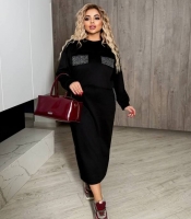 Костюм женский из французского трикотажа с твидовыми вставками осенний