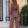 Костюм-двойка женский из костюмной ткани Barby Lux пиджак и прямые брюки с высокой талией осенний  k-123776