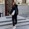 Спортивный костюм-двойка женский из теплого флиса с хорошей растяжимостью худи с капюшоном и брюки осенний  k-123809