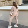 Спортивный костюм-двойка женский из мягкого флиса на трехнитке со стрейчем удлинённая кофта с молнией и брюки осенний  k-123813