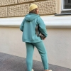 Спортивный костюм-двойка женский из теплой трехнитки хб стрейч на флисе кофта на молнии с капюшоном и брюки осенний  k-123817