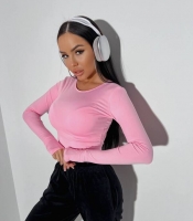 Лонгслив женский из микродайвинга с длинным рукавом и разрезом под палец осенний