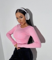 Лонгслив женский из микродайвинга с длинным рукавом и разрезом под палец осенний