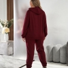 Спортивный костюм-двойка женский из двунитки с хлопком и полиэстером с худи и брюками на манжетах осенний  k-123963