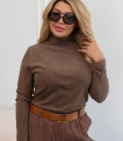 Гольф женский коричневый базовый из ткани пума с высоким горлом осенний